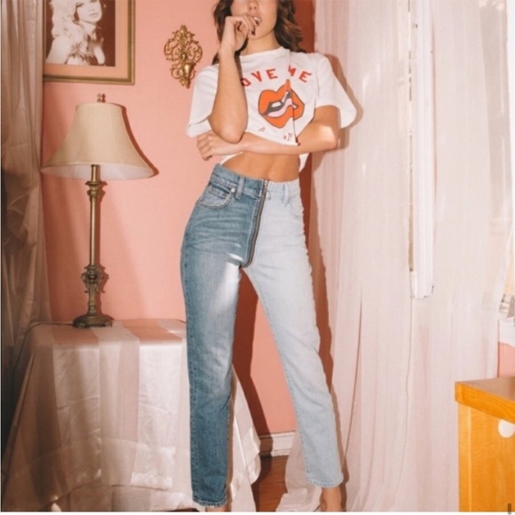 REVICE Yin Yang two tone zipper blue jeans size 28 like new - Picture 7 of 15